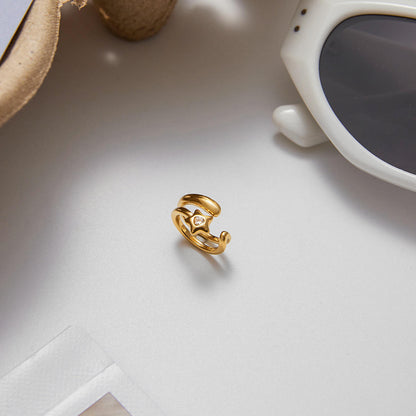 Spark Charm Drop Ear Cuff - 18K Gold Plated