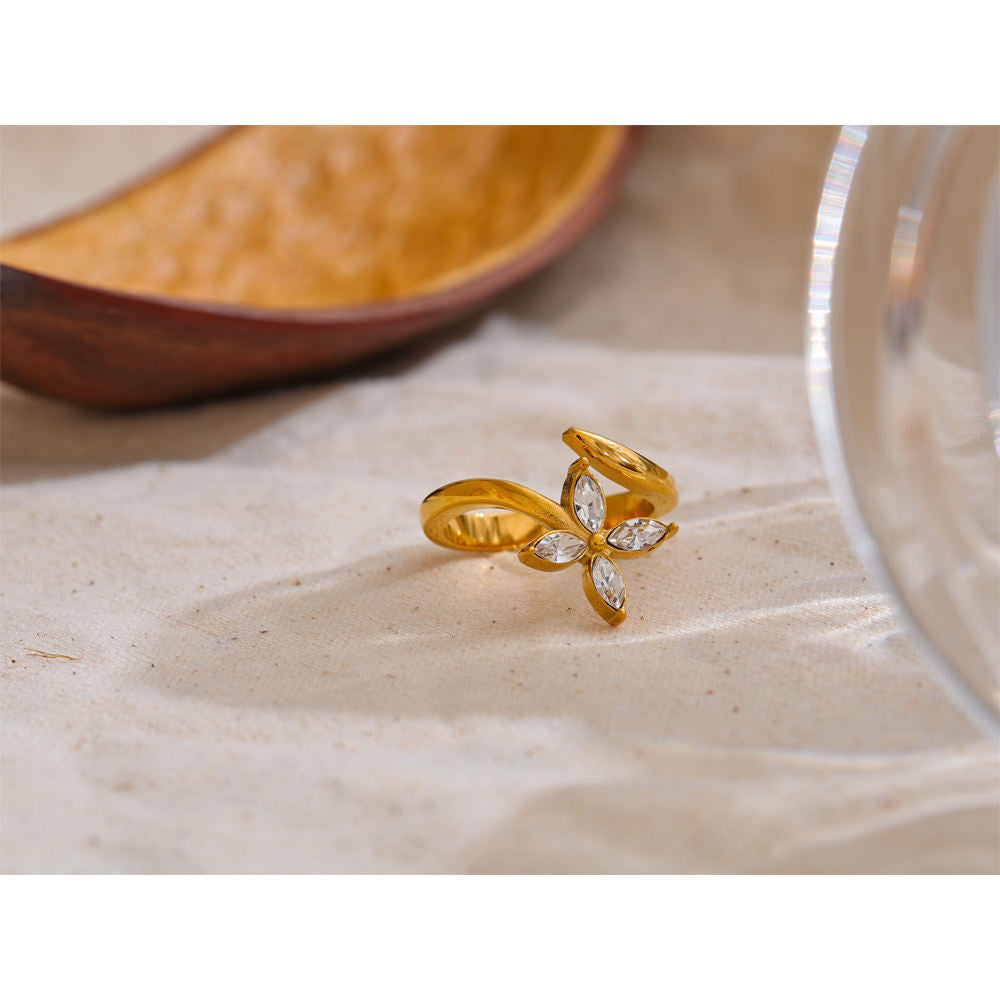 Petal Spark Ring - 18K Gold Plated (Adjustable)