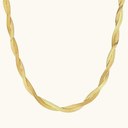 Herringbone Cross Chain Necklace - 18K Gold Plated