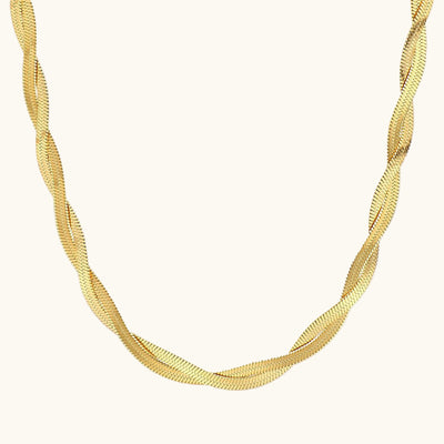 Herringbone Cross Chain Necklace - 18K Gold Plated