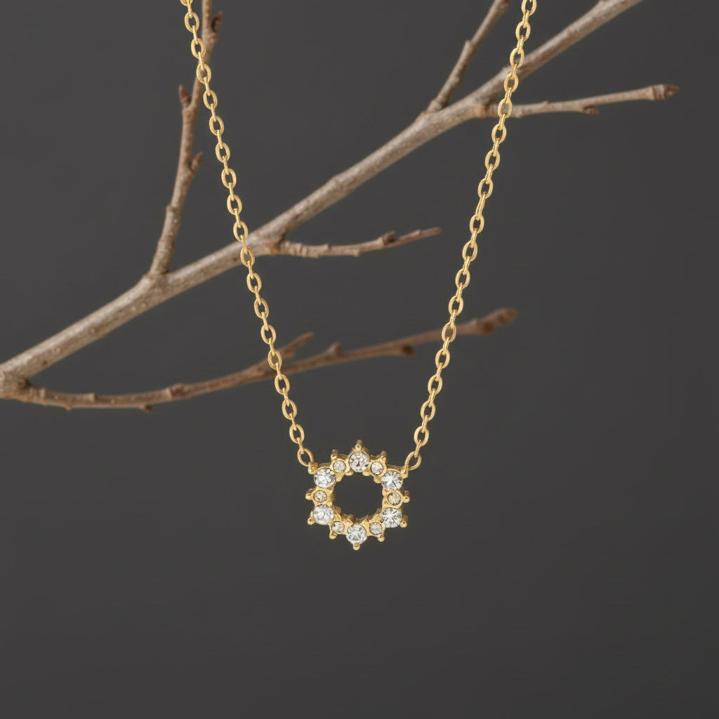 Halo Loop Necklace - 18K Gold Plated