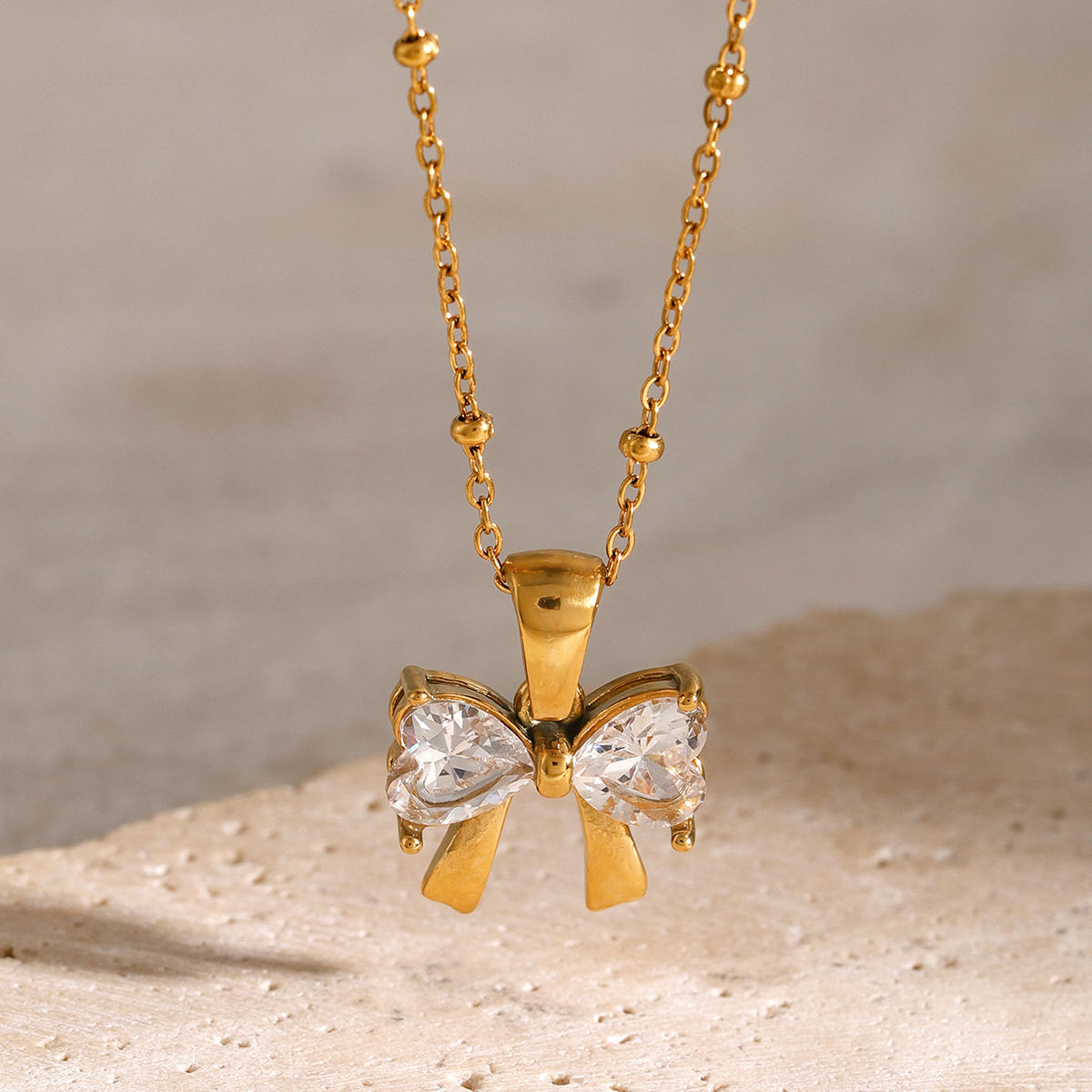 Dainty Bow Necklace - 18K Gold Plated