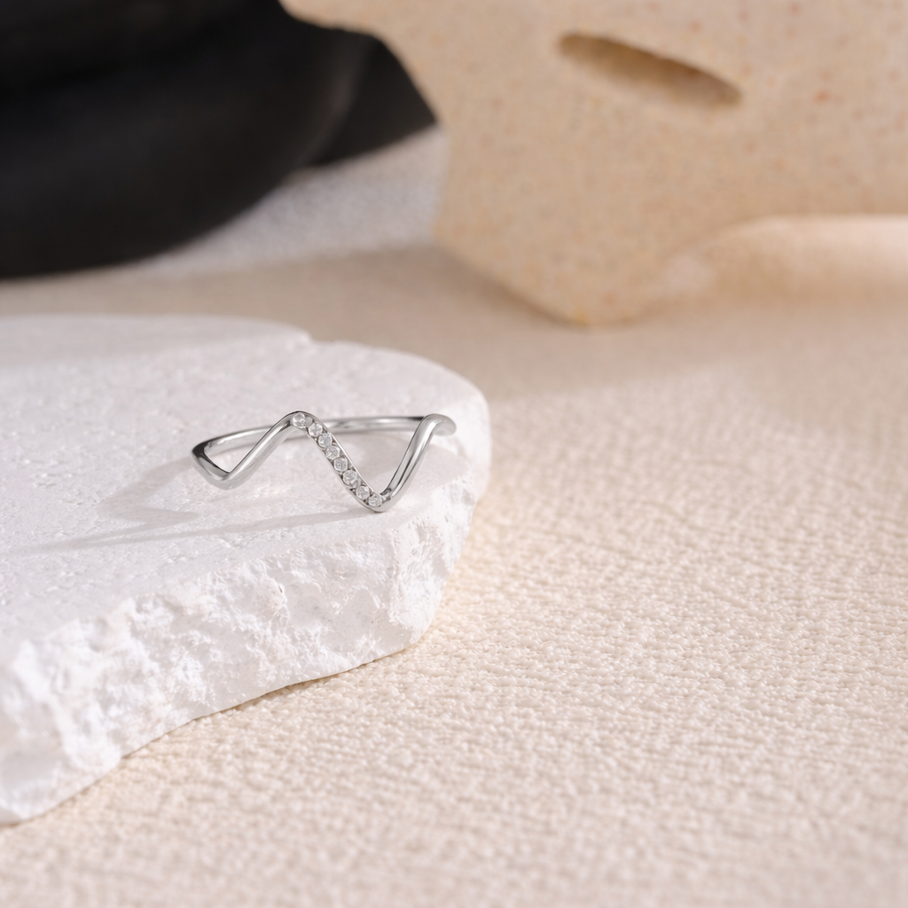 Wave Ring - Silver Plated (Adjustable)