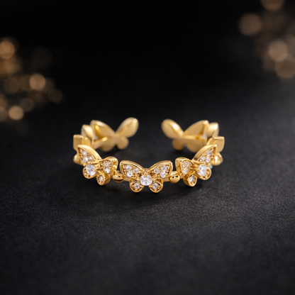 Butterfly Arc Ring - 18K Gold Plated (Adjustable)
