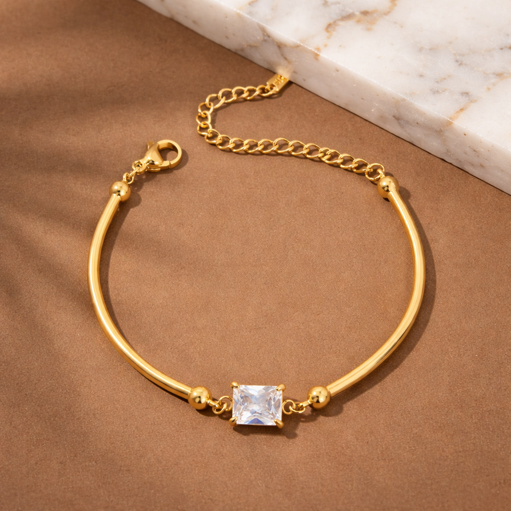 Solitaire Prism Bracelet - 18K Gold Plated