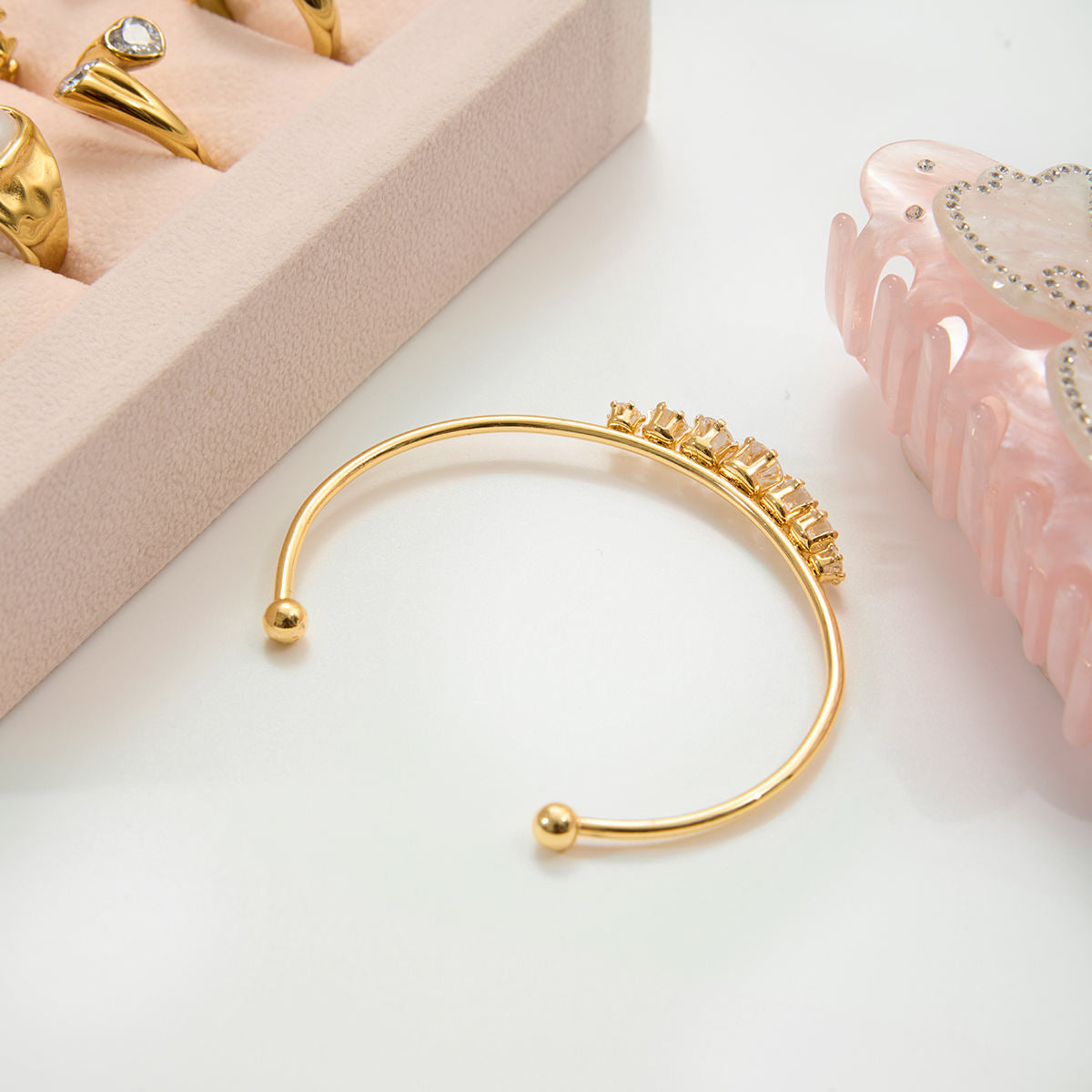 Crownline Crystal Cuff - 18K Gold Plated