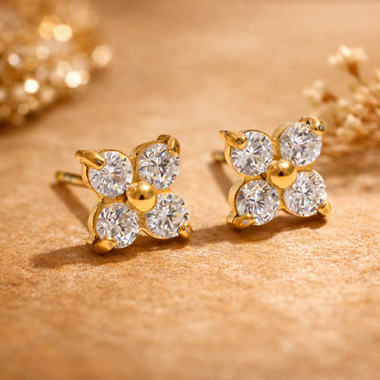 Four-Petal Studs - 18K Gold Plated