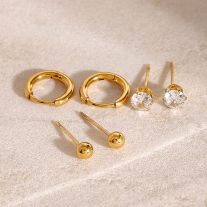 Prism Solitaire Earrings - 18K Gold Plated
