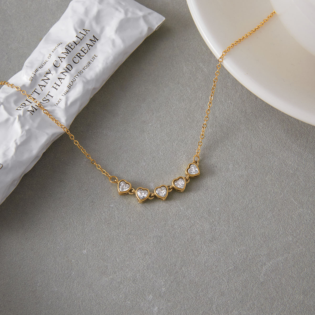 Penta Hearts Necklace - 18K Gold Plated