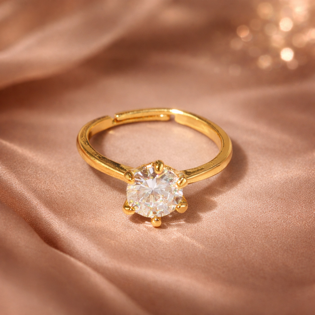 Nova Solitaire Ring - 18K Gold Plated (Adjustable)