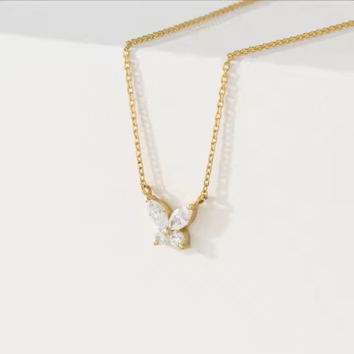 Dainty Butterfly Pendant Necklace - 18K Gold Plated