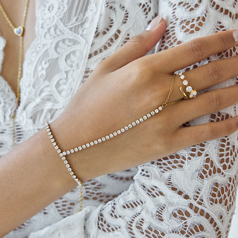 Spark Drape Hand Chain - 18K Gold Plated