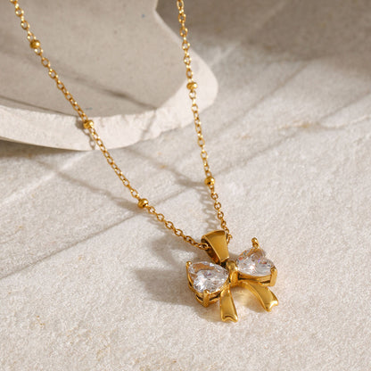 Dainty Bow Necklace - 18K Gold Plated