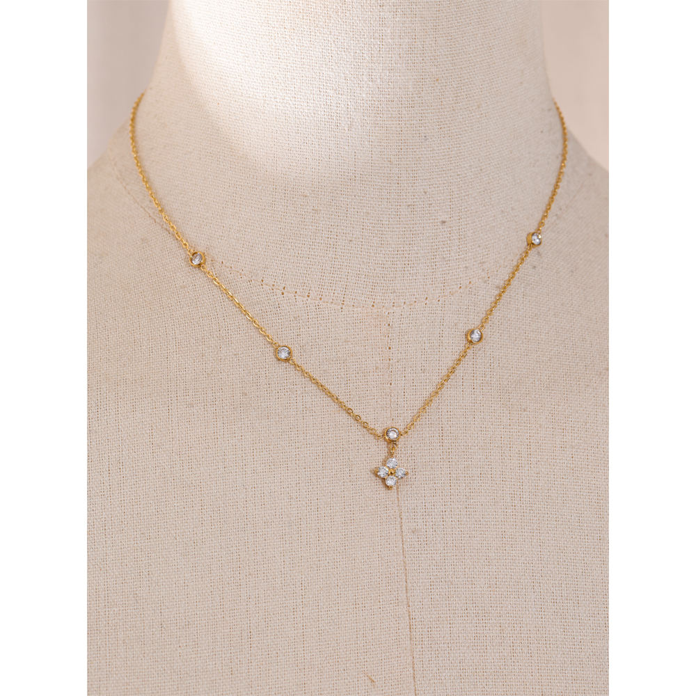 Daisy Drop Necklace - 18K Gold Plated