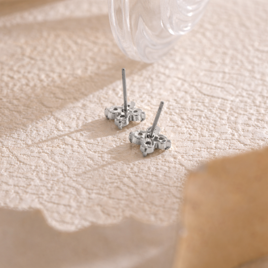 Four-Petal Studs - Silver Plated