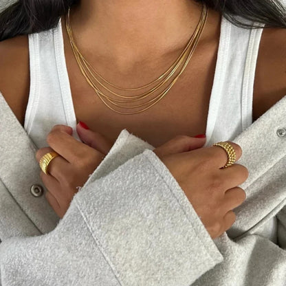 Dainty Layered Chain Necklace (5 layer chains) - 18K Gold Plated