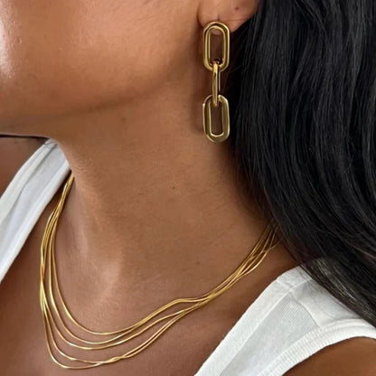 Dainty Layered Chain Necklace (5 layer chains) - 18K Gold Plated