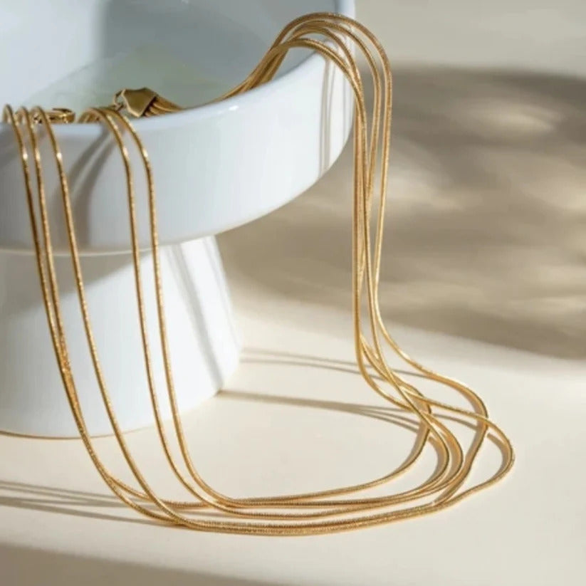 Dainty Layered Chain Necklace (5 layer chains) - 18K Gold Plated