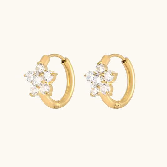 Flazo Flower Huggies Earrings - 18K Gold Plated