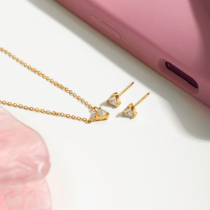 Triangle Solitaire Set - 18K Gold Plated