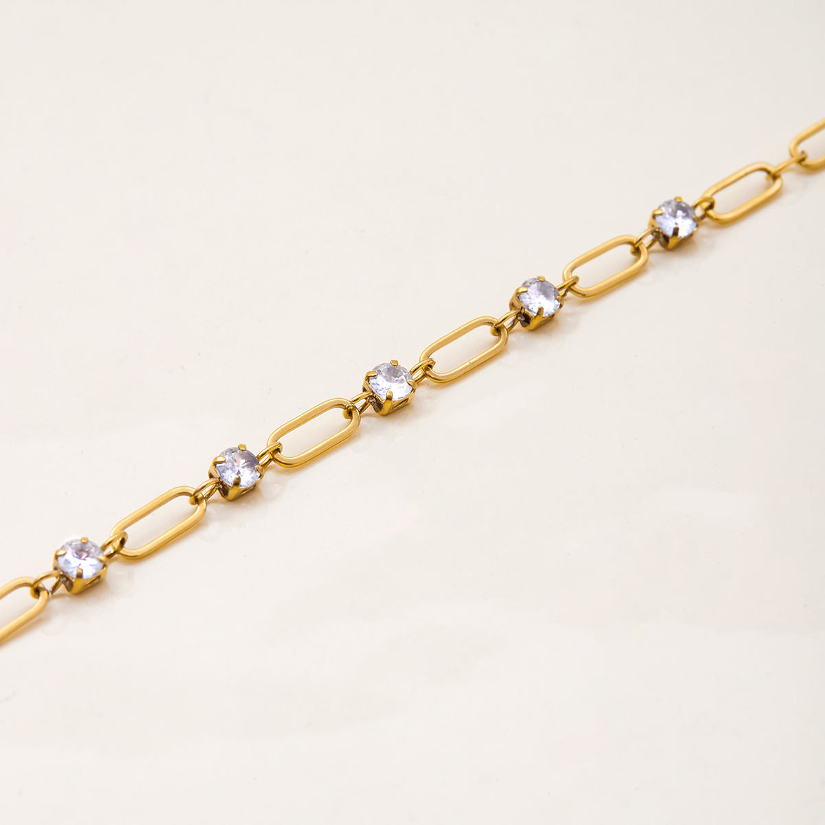 Crystal Clip Chain Bracelet  - 18K Gold Plated
