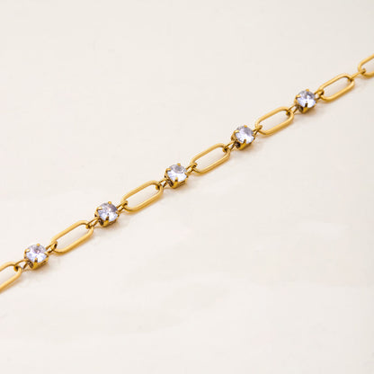 Crystal Clip Chain Bracelet  - 18K Gold Plated