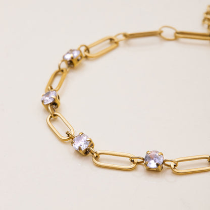 Crystal Clip Chain Bracelet  - 18K Gold Plated