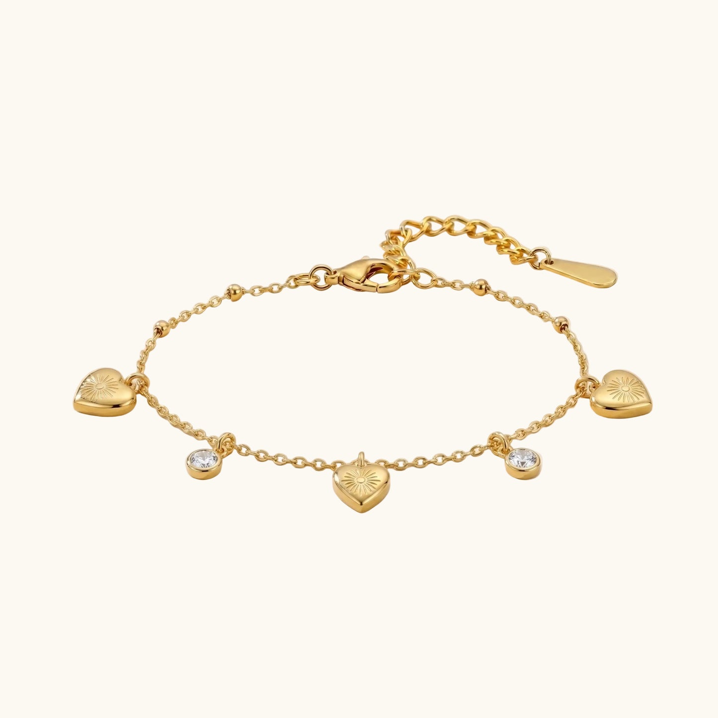 Heart Drop Charm Bracelet - 18K Gold Plated
