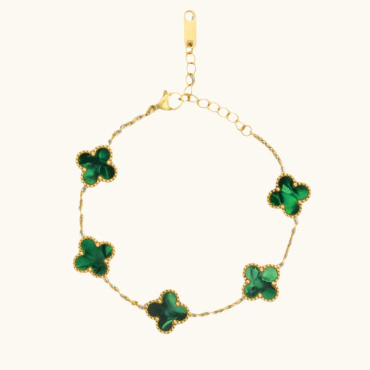 Dartmouth Green Clover Bracelet - 18K Gold Plated