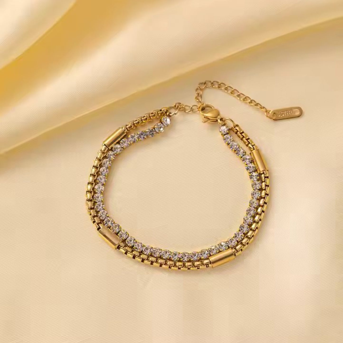 Layered Zirconia Tennis Bracelet - 18K Gold Plated