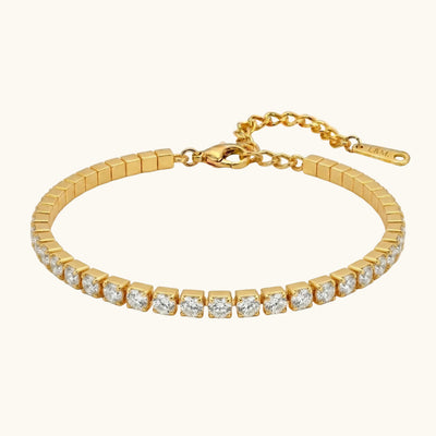 Zirconia Crystal Tennis Bracelet - 18K Gold Plated