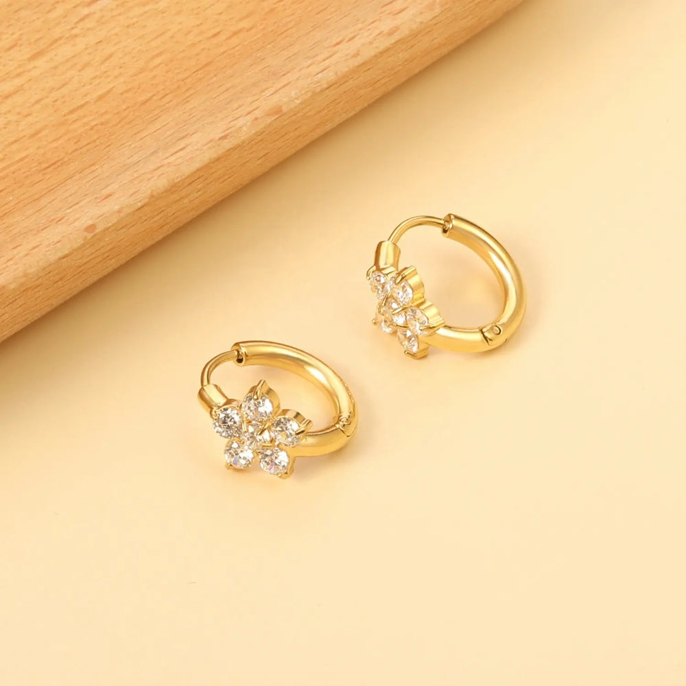 Flazo Flower Huggies Earrings - 18K Gold Plated