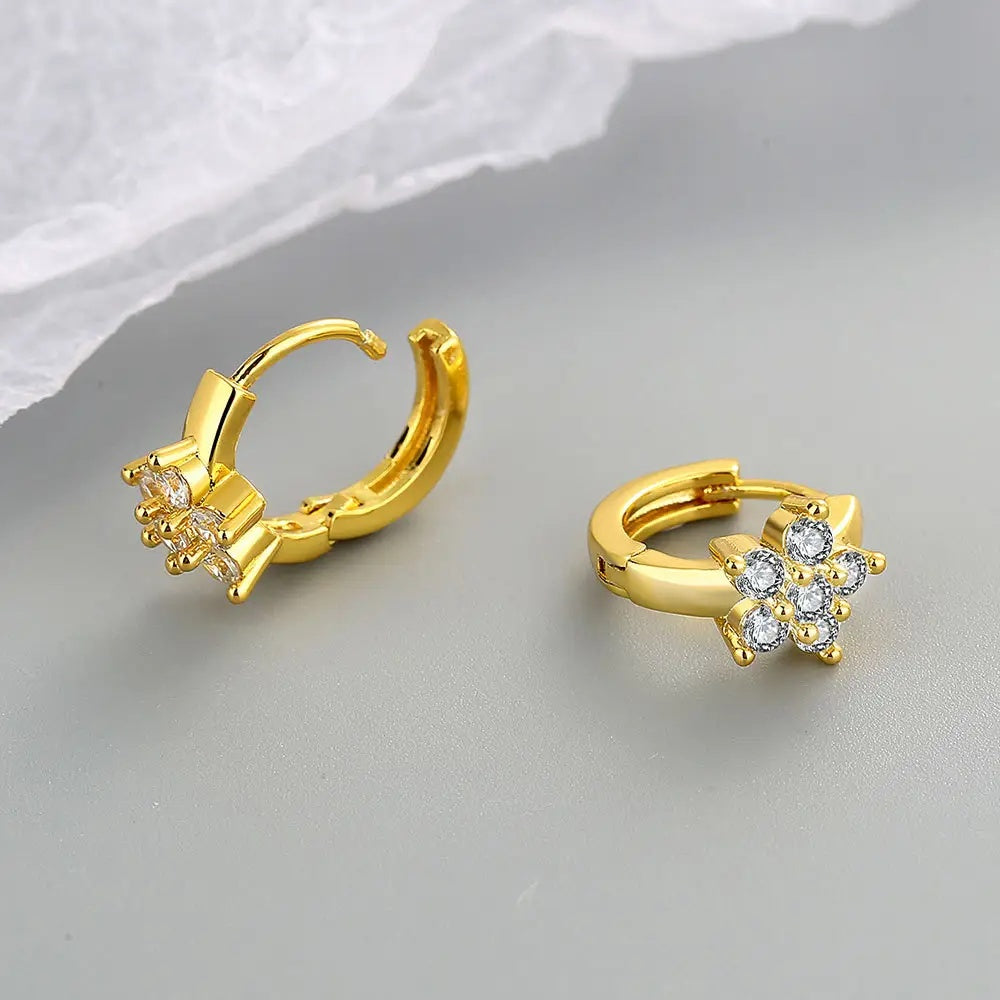 Flazo Flower Huggies Earrings - 18K Gold Plated