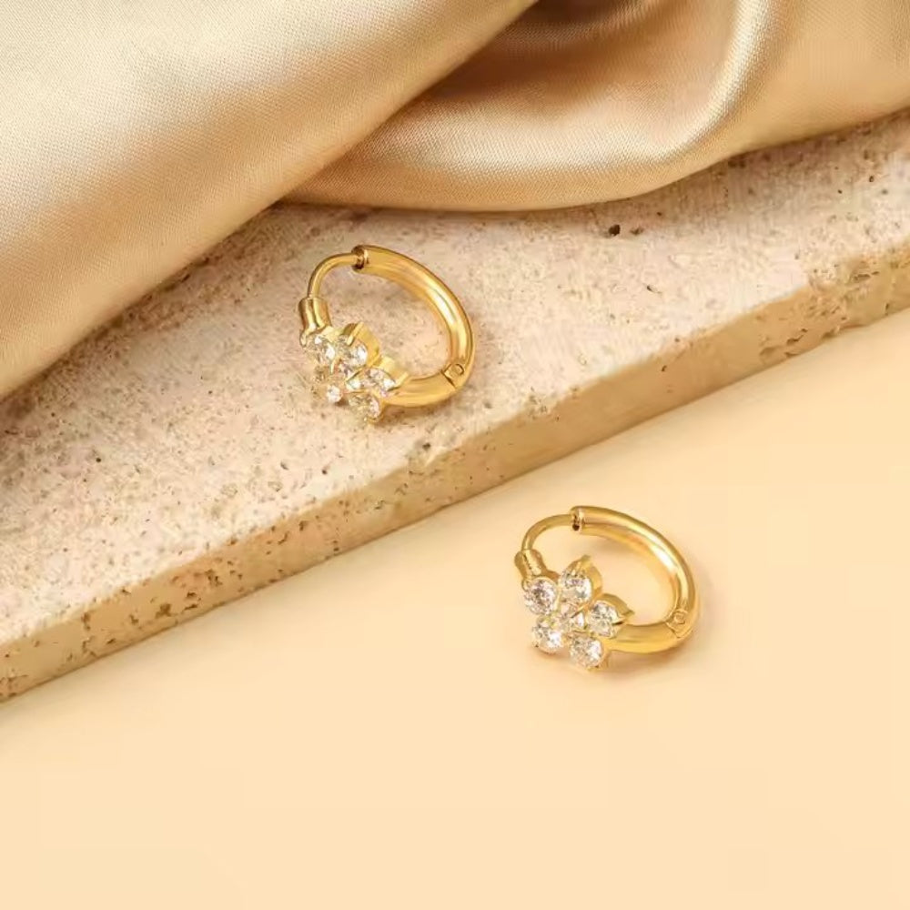 Flazo Flower Huggies Earrings - 18K Gold Plated