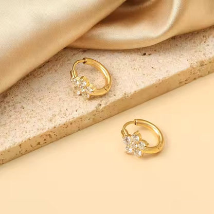 Flazo Flower Huggies Earrings - 18K Gold Plated