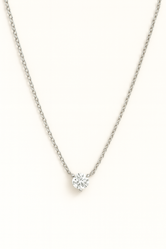 Luna Solitaire Necklace - 925 Sterling silver