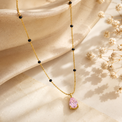 Pink Drop Mangalsutra - 18k Gold Plated