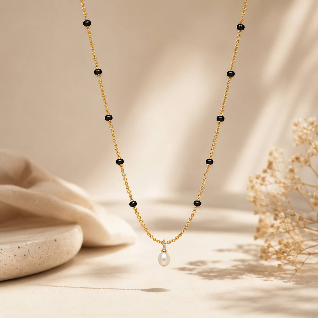 Pearl Drop Mangalsutra - 18k Gold Plated