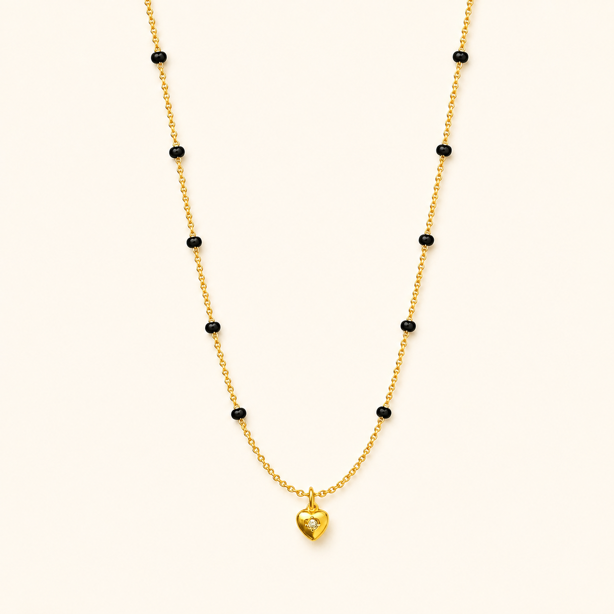 Crystal Heart Mangalsutra - 18k Gold Plated