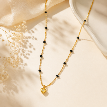 Crystal Heart Mangalsutra - 18k Gold Plated