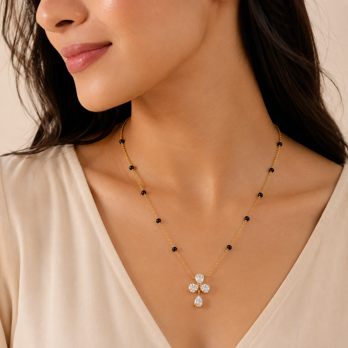 Aurelia Bloom Mangalsutra - 18k Gold Plated Anti Tarnish jewellery