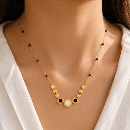 Celeste Onyx Mangalsutra - 18k Gold Plated