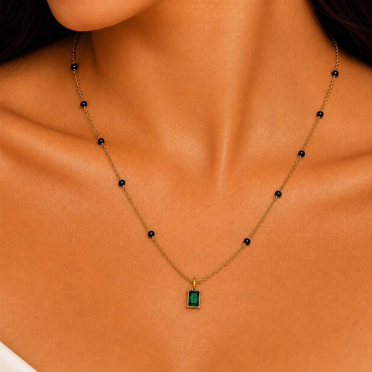 Emerald Prism Mnagalsutra - 18k Gold Plated
