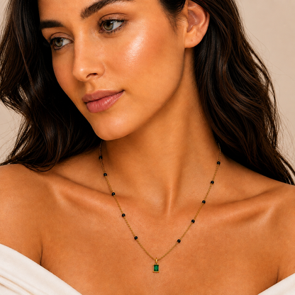 Emerald Prism Mnagalsutra - 18k Gold Plated