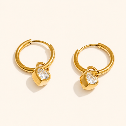 Orlina Heart Hoops Earrings - 18k Gold Plated