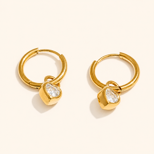Orlina Heart Hoops Earrings - 18k Gold Plated