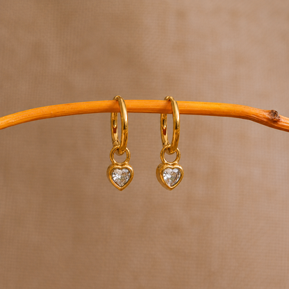 Orlina Heart Hoops Earrings - 18k Gold Plated