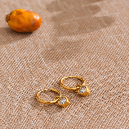 Orlina Heart Hoops Earrings - 18k Gold Plated