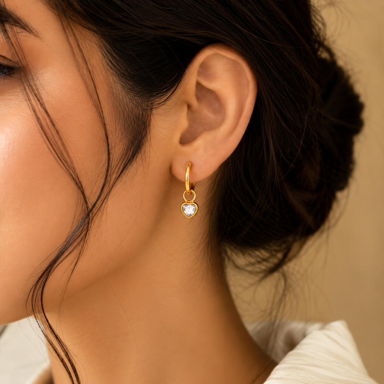 Orlina Heart Hoops Earrings - 18k Gold Plated