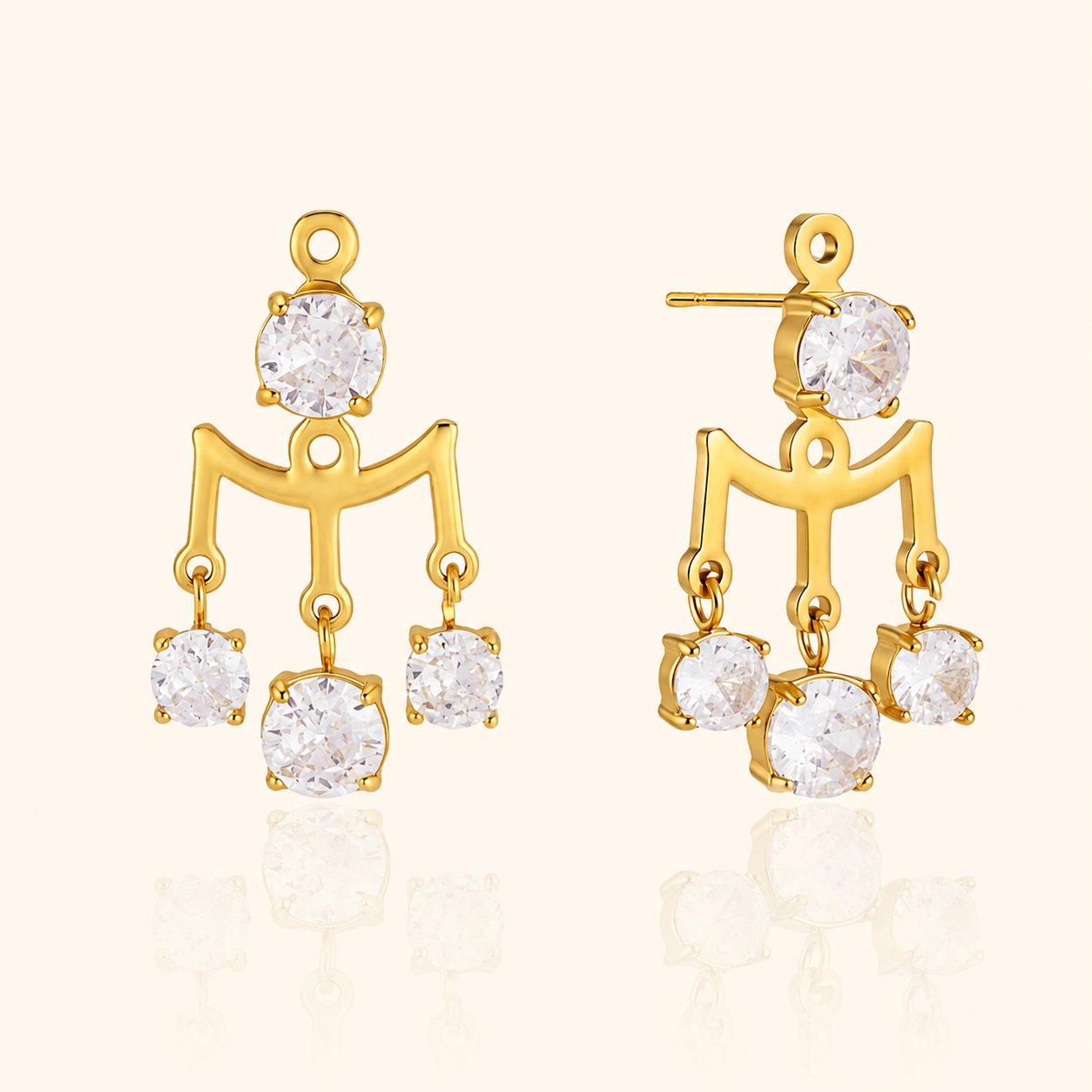 Trinity Drop Earrings - 18K Gold Plated